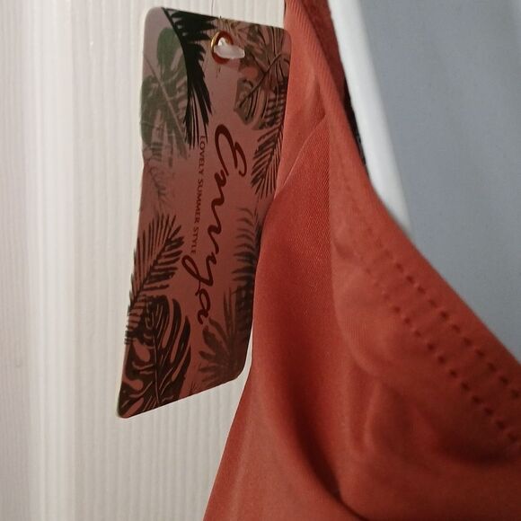 Envya light brown  halter one piece bathing suit tie front  Sz M NWT - Picture 5 of 8